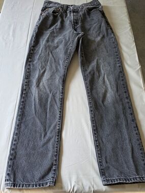 Levi's 501 Original Fit Jeans Washed Black Grey Straight Leg Button Fly Denim